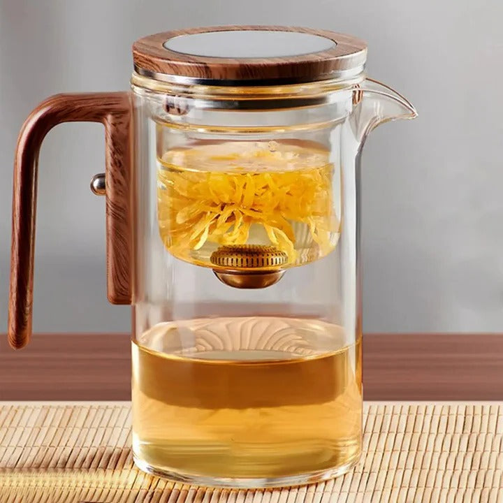 Glass Teapot with Water Separation Technology and Removable Infuser