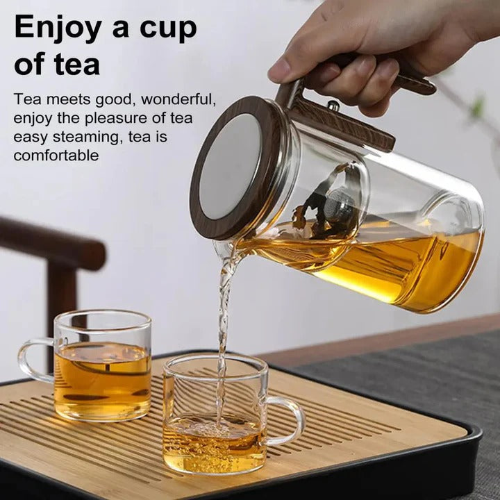 Glass Teapot with Water Separation Technology and Removable Infuser