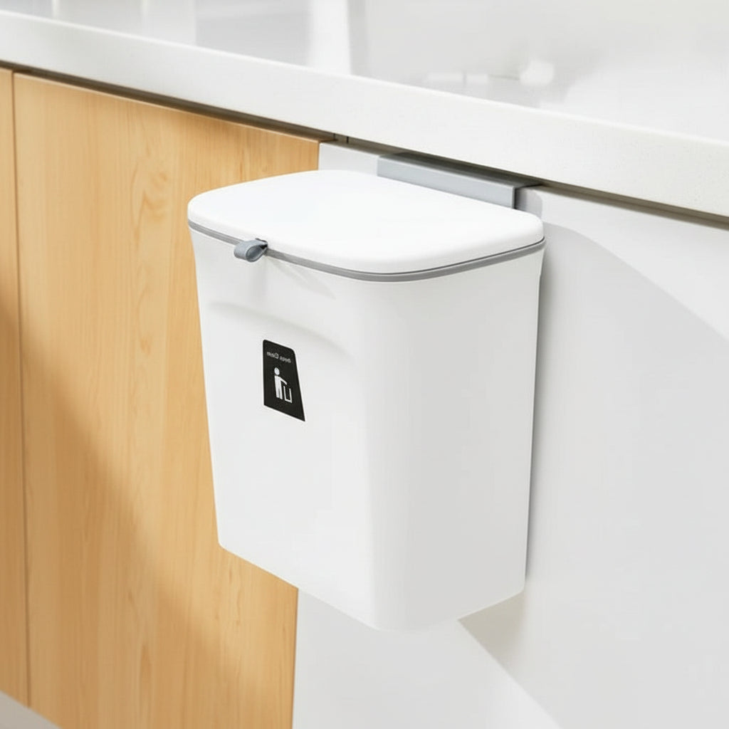 Plastic Kitchen Compost Bin with Over Door and Adhesive Mounting