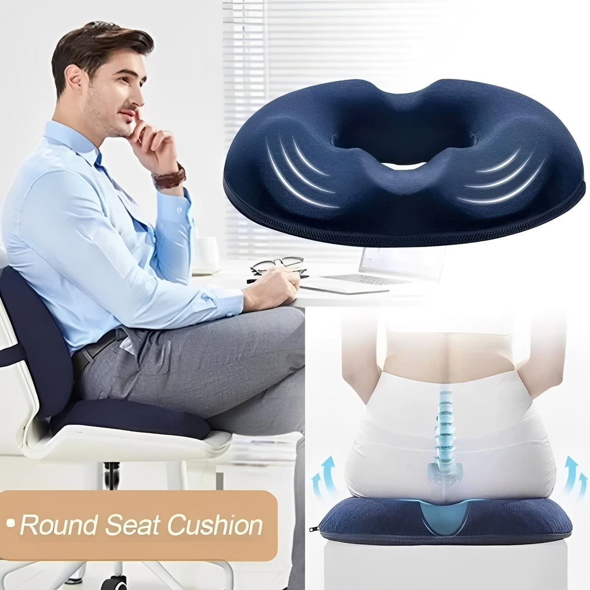 Portable Memory Foam Donut Shape Seat Cushion