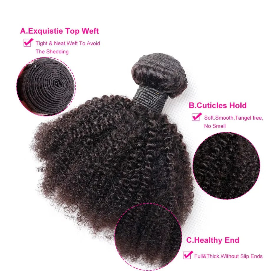Brazilian Virgin Human Hair Bundles of Afro Kinky Curly Style