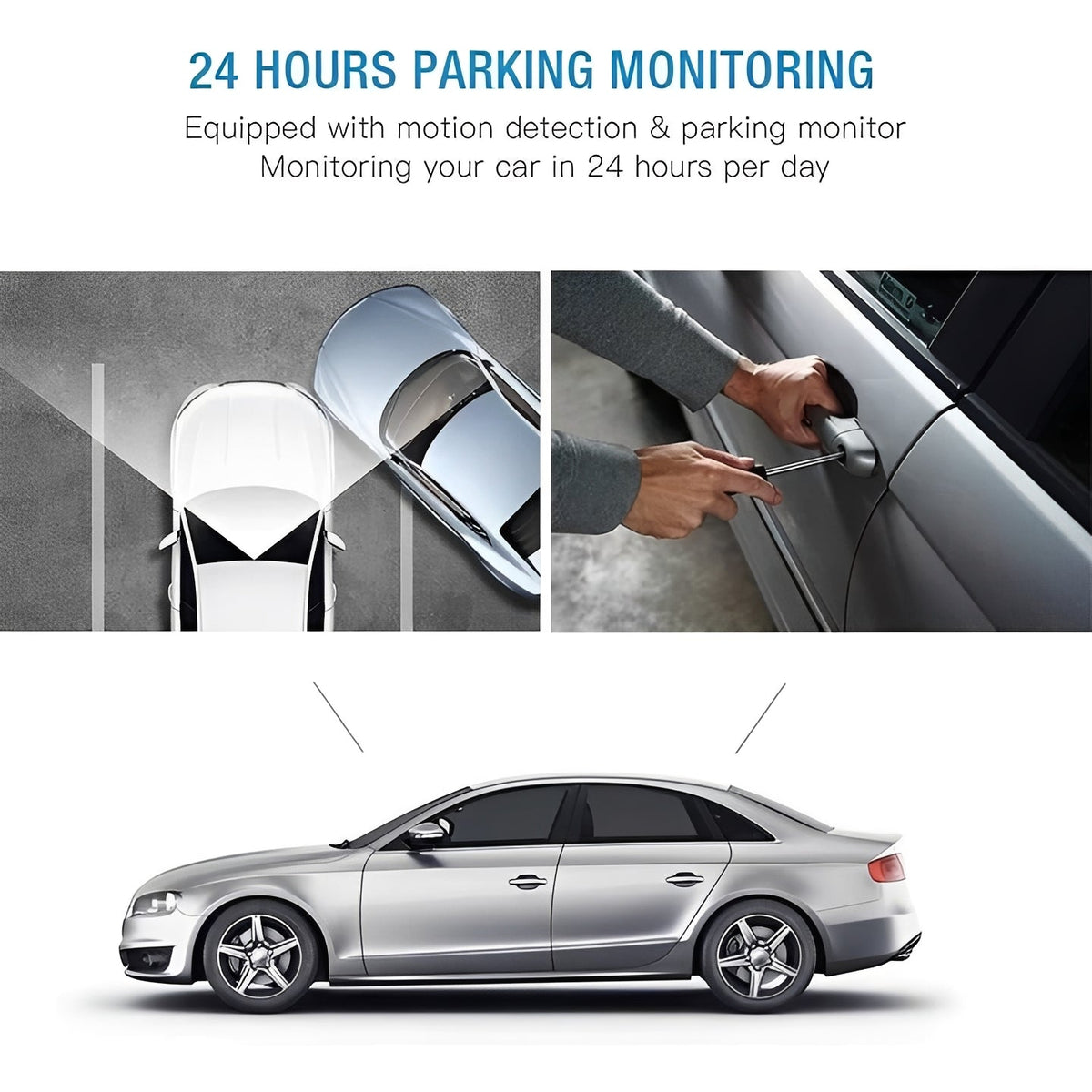 Front and Rear Vehicle Dash Camera with 1080P Recording