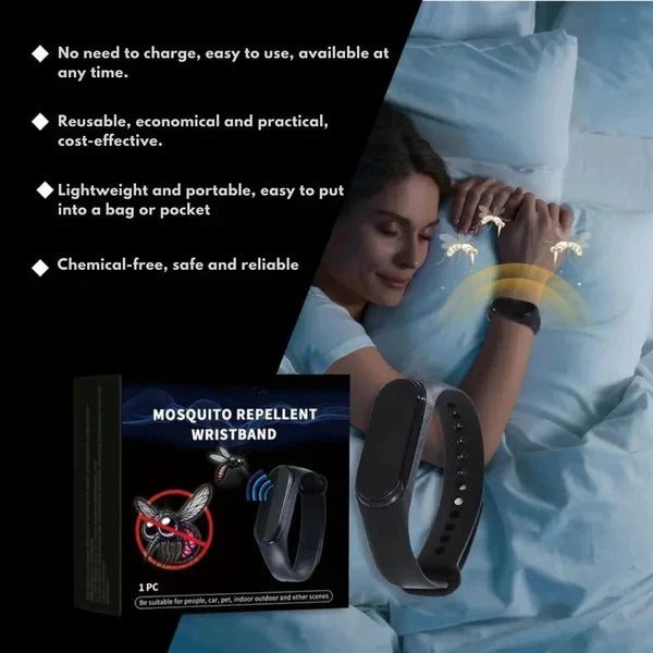 Wearable Ultrasonic Mosquito Deterrent Wristband with Clip On Design