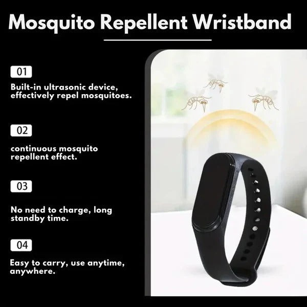 Wearable Ultrasonic Mosquito Deterrent Wristband with Clip On Design