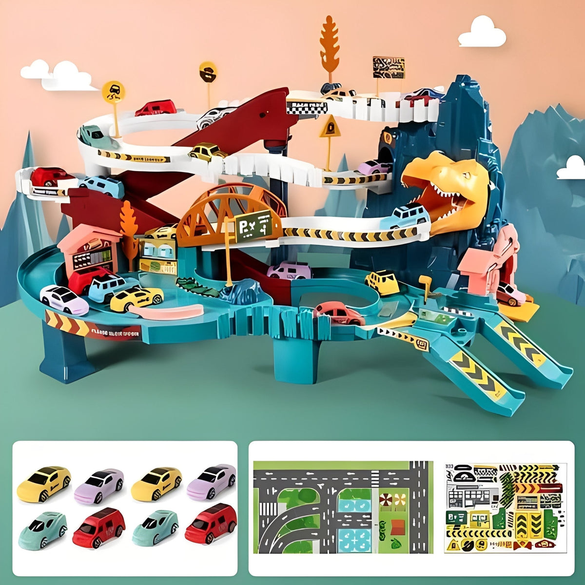 Adventure Circuit and Dinosaur Race Track with Flexible Path Construction