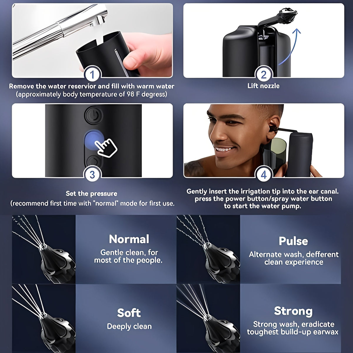 Water Based and USB Rechargeable Ear Rinsing Device
