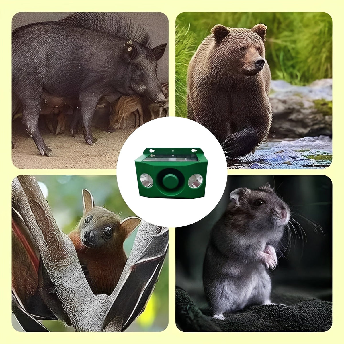 Solar Powered Animal Repellent with Warning Light System