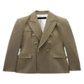 Women's Long Sleeve Button Front Blazer with V Neck  Design