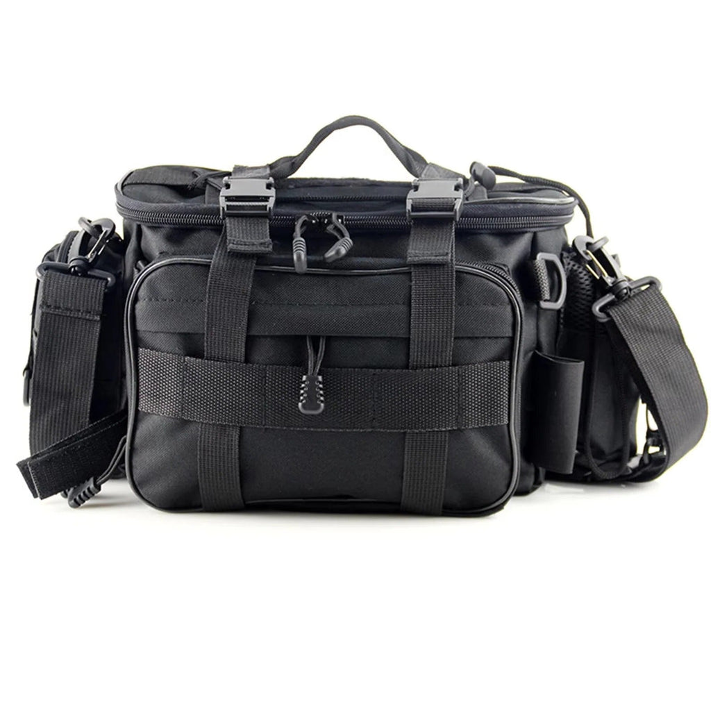 Fishing Gear Storage Bag with Multiple Compartments and Shoulder Strap