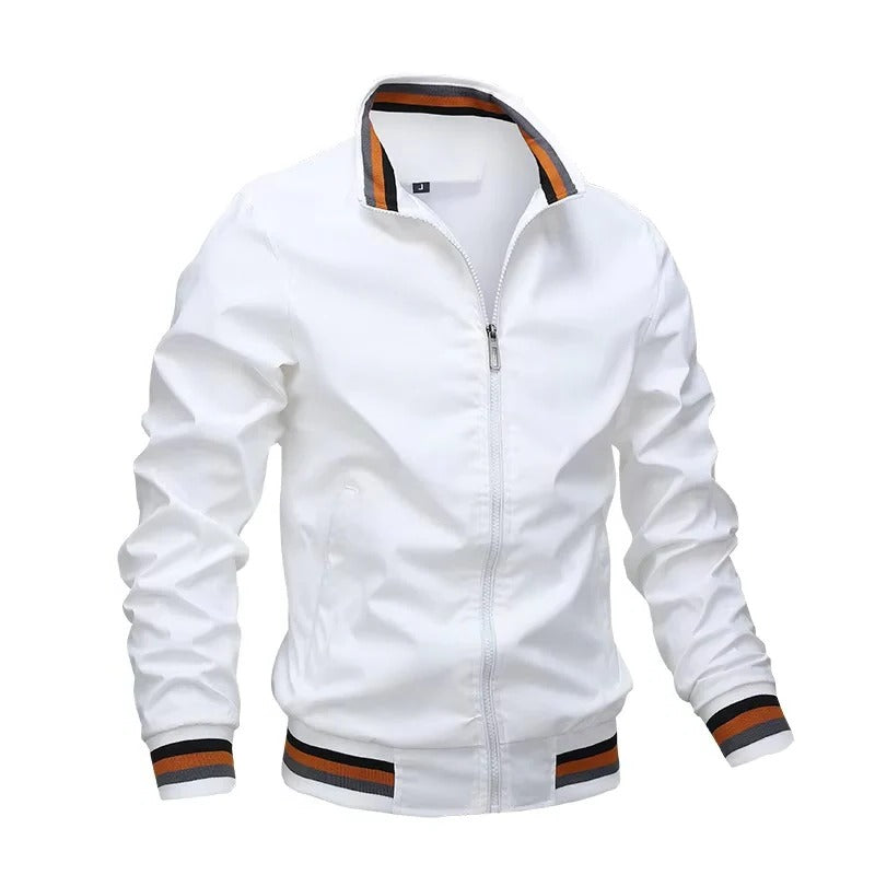 Men's Zip Front Bomber Jacket with Lightweight Design