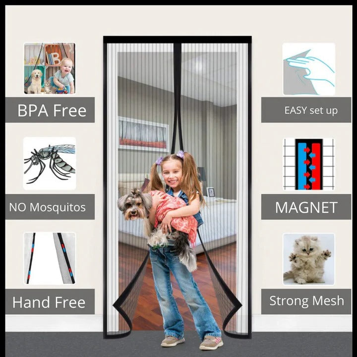 Magnetic Mesh Screen Door with Self Closing Design
