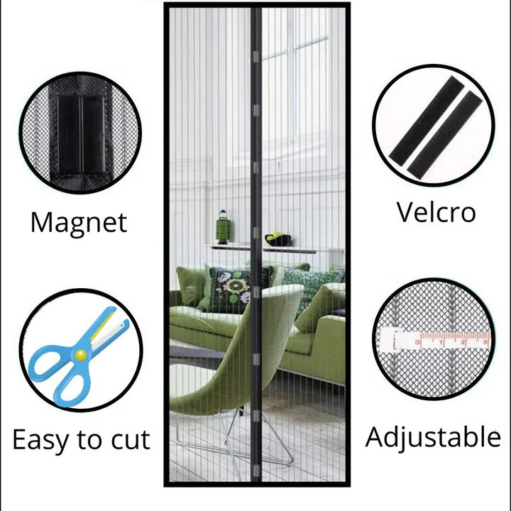 Magnetic Mesh Screen Door with Self Closing Design