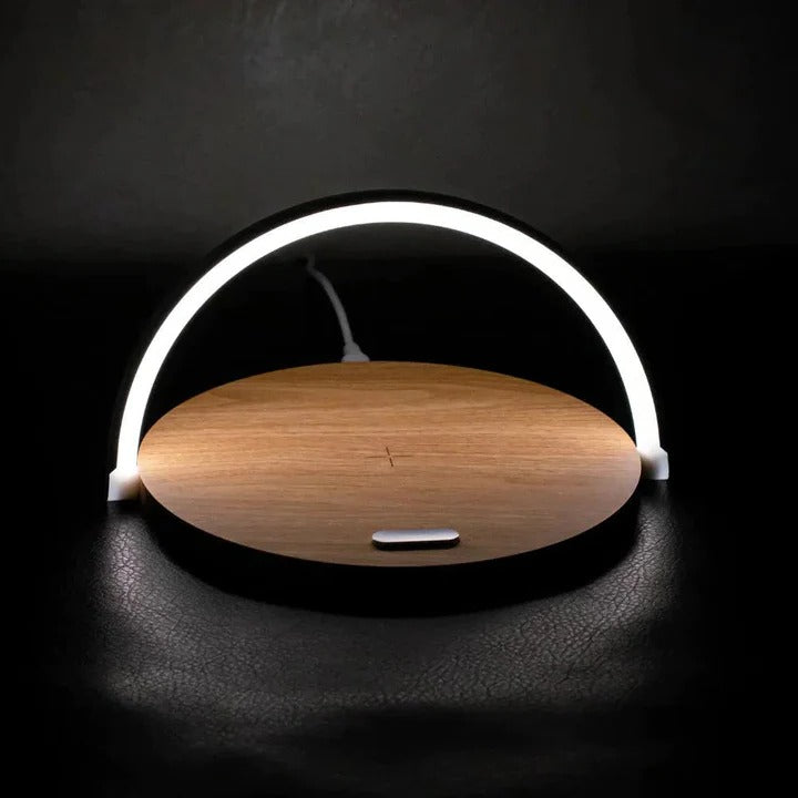 Wireless Charging Table Lamp with Integrated Phone Charging Pad