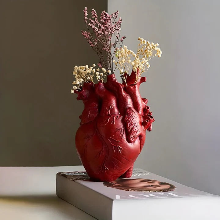 Heart Shaped Bamboo and Wood Vase for Decorative Display