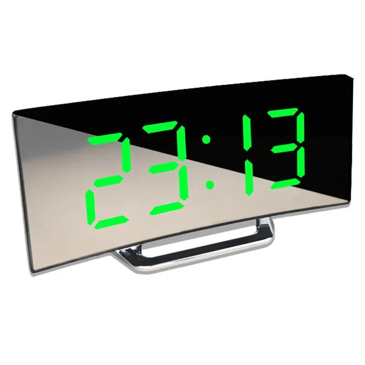 Digital Alarm Clock with Curved LED Mirror Screen