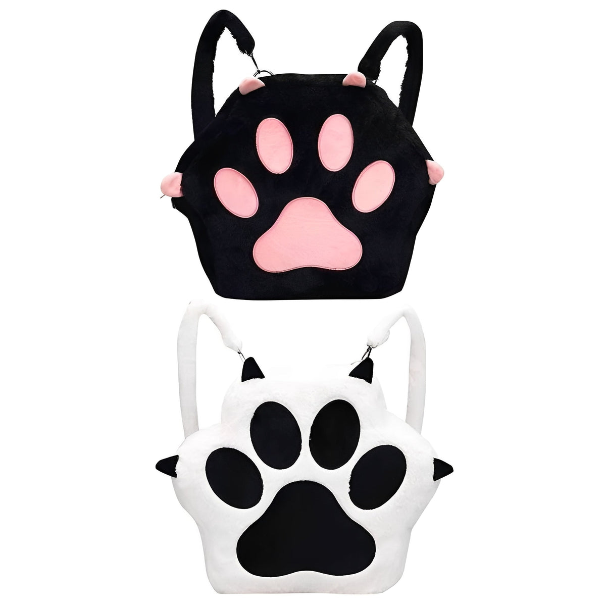 Cat Paw Plush Backpack Purse with Adjustable Straps for Women