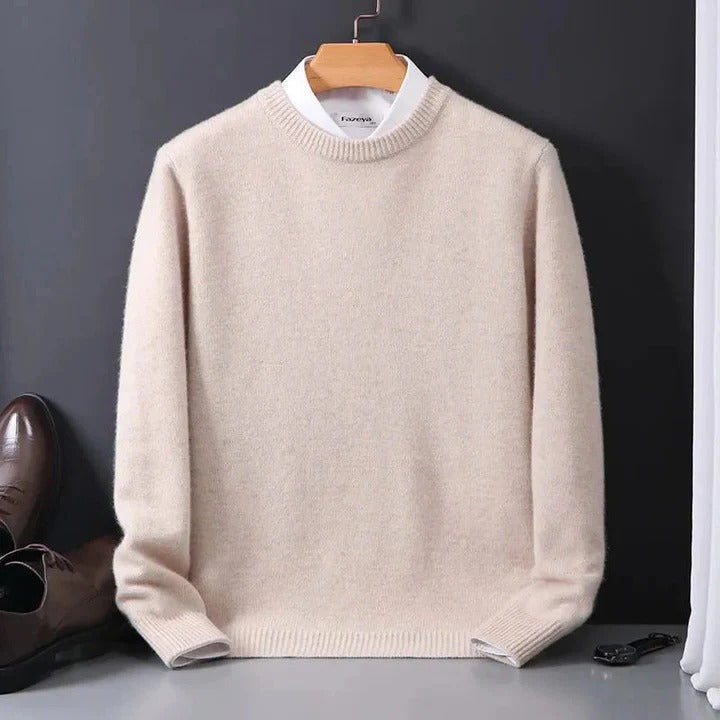 Men's Cashmere Sweater with Crew Neck Design