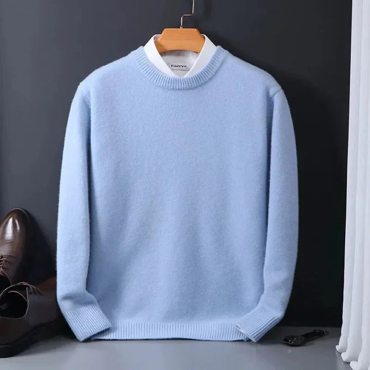 Men's Cashmere Sweater with Crew Neck Design
