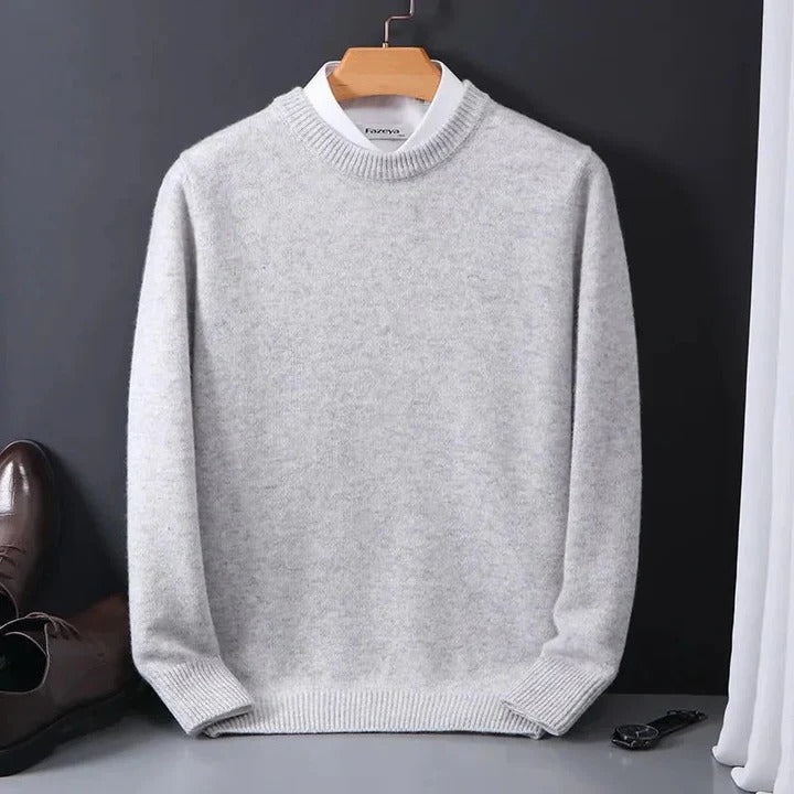Men's Cashmere Sweater with Crew Neck Design