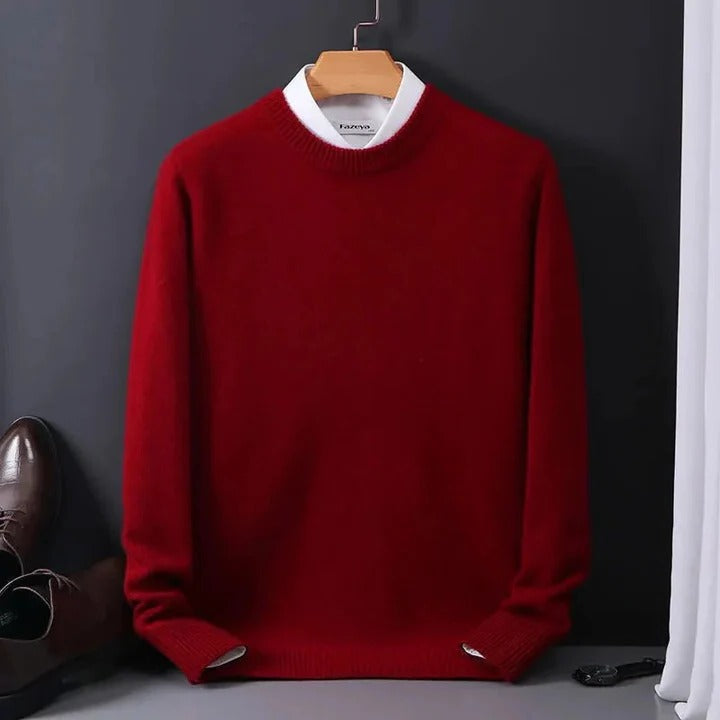 Men's Cashmere Sweater with Crew Neck Design