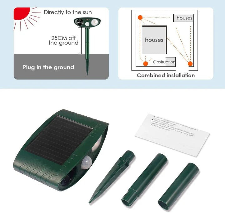 Solar Powered Ultrasonic Rabbit Repeller with Flashing Light