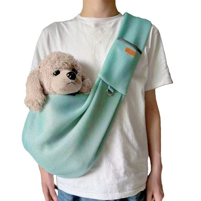 Mesh Crossbody Dog Carrier Sling with Padded Strap