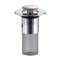 Pop Up Sink Drain Plug with Hair and Debris Catcher for Bathroom and Kitchen