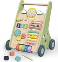 Wooden Activity Walker with Adjustable Wheel Resistance