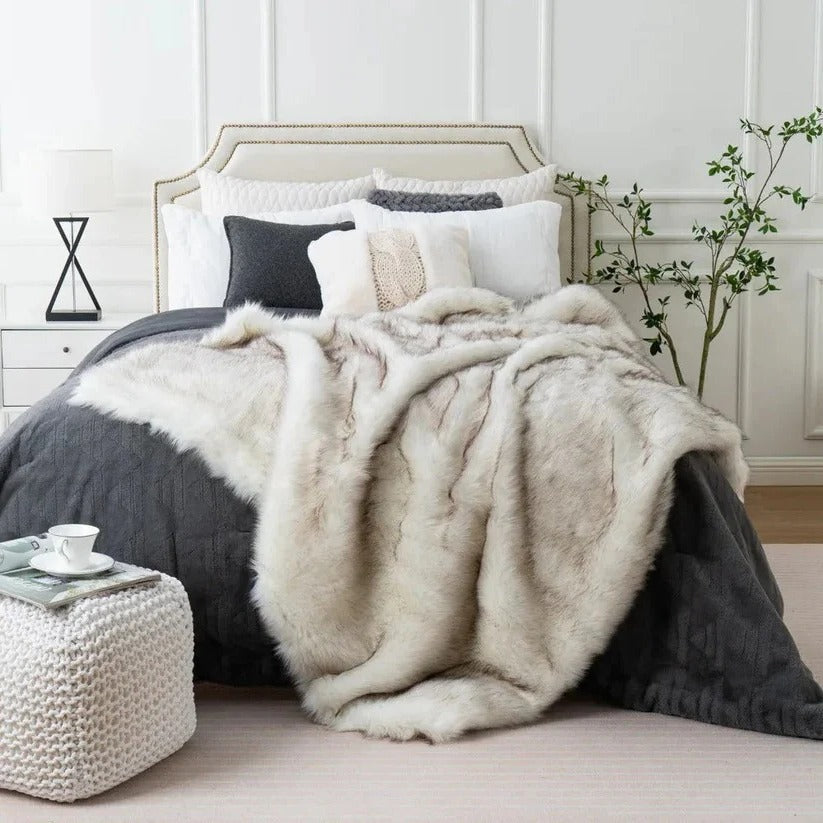 Faux Fur Plush Throw Blanket for Home Decor