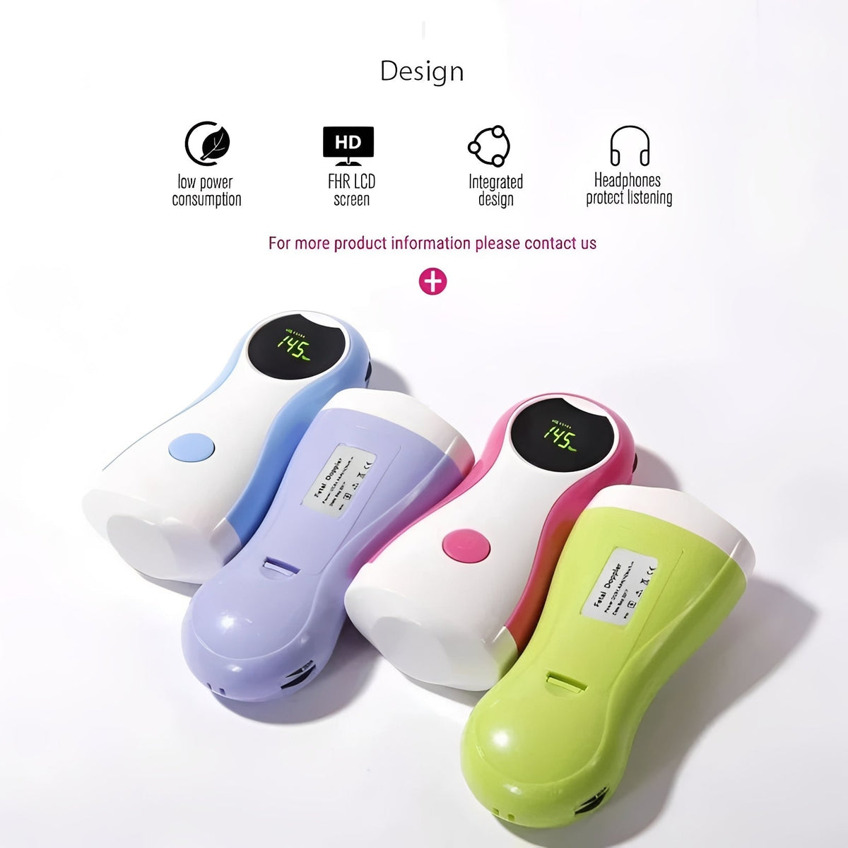 Handheld Fetal Doppler Monitor with LCD Display and Headphone Output
