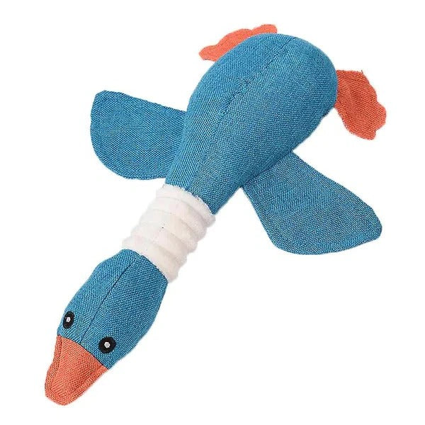 Reinforced Goose Plush Dog Toy with Textured Fabric