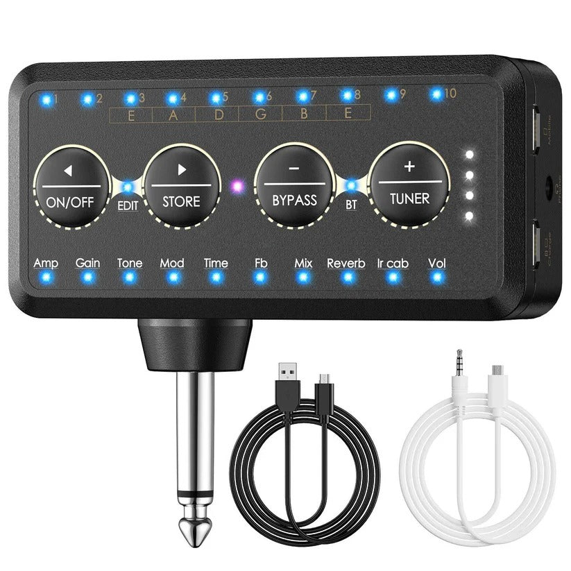 Mini Headphone Guitar Amplifier with 10 Preamps and USB Recording