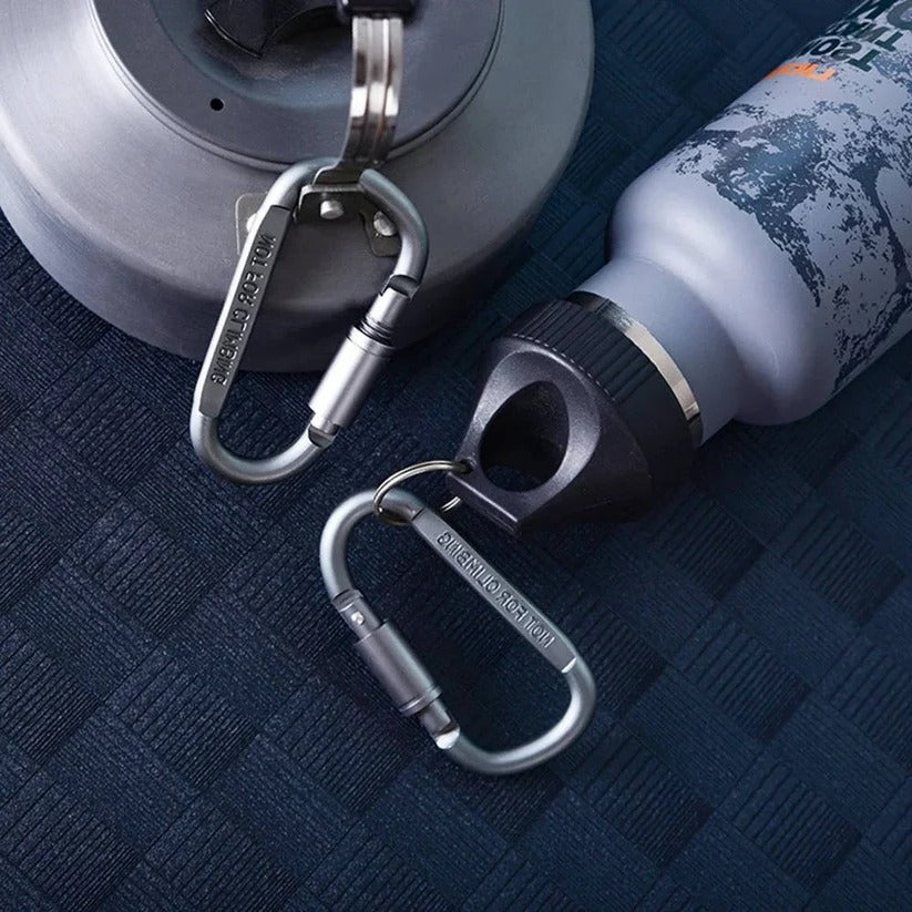 Aluminum D-Shape Carabiner Clips with Screw Lock, Set of 6