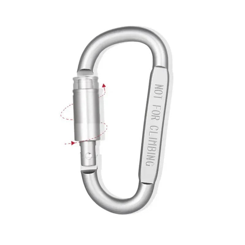 Aluminum D-Shape Carabiner Clips with Screw Lock, Set of 6