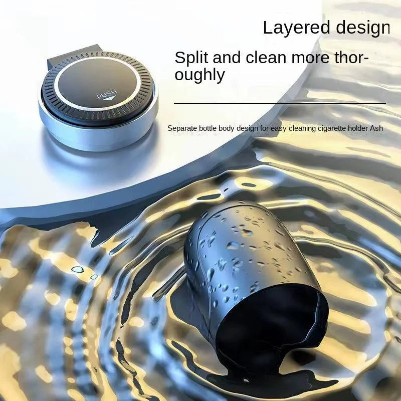 Portable Cup Holder Ashtray with LED Light, Lidded and Odor Resistant Design