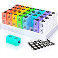31 Day AM/PM Pill Organizer with Large Storage Case and Label Stickers for Daily Medication