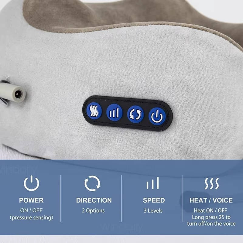 Ergonomic Travel Neck Pillow with Built-In Massager for Deep Relaxation