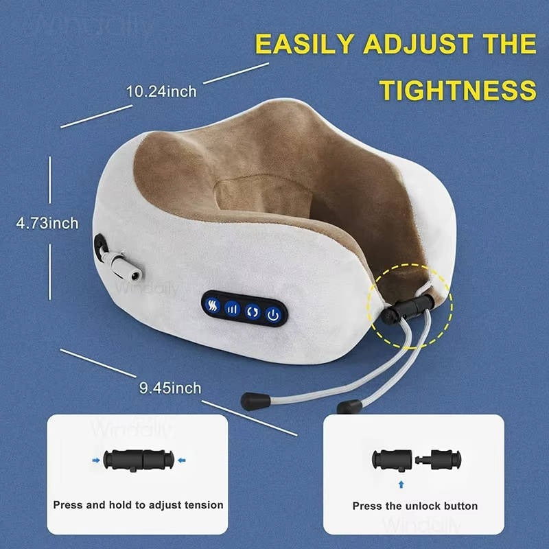 Ergonomic Travel Neck Pillow with Built-In Massager for Deep Relaxation