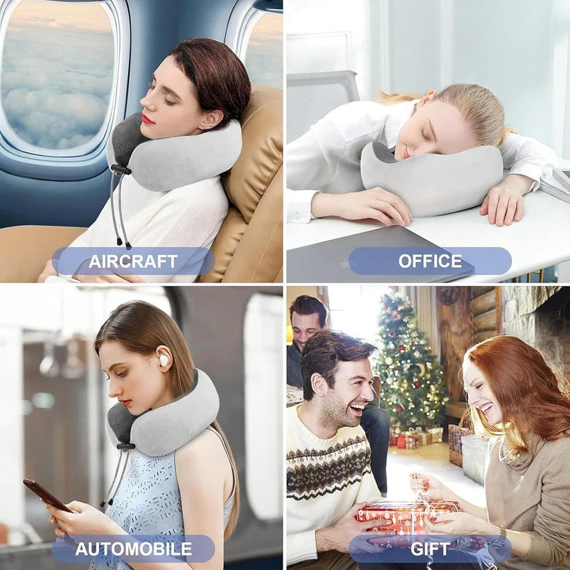 Ergonomic Travel Neck Pillow with Built-In Massager for Deep Relaxation