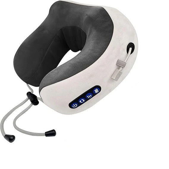 Ergonomic Travel Neck Pillow with Built-In Massager for Deep Relaxation