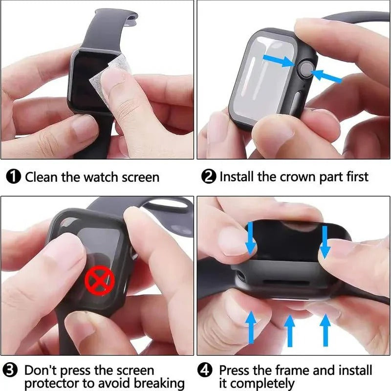 Anti-Spy Tempered Glass Screen Protector with Protective Case for Apple Watch