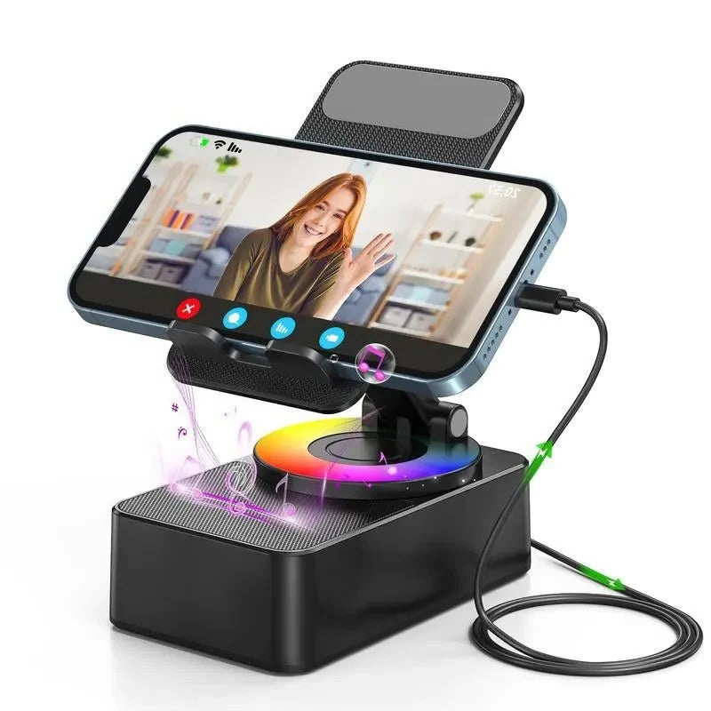 5-in-1 Wireless Bluetooth Speaker with Foldable Phone Stand and LED Lighting
