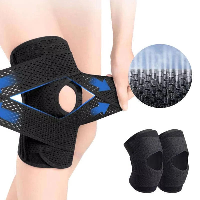 Adjustable Knee Support Brace with Side Stabilizers for Injury Recovery and Pain Relief