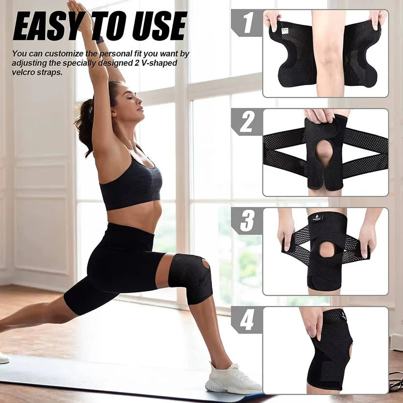 Adjustable Knee Support Brace with Side Stabilizers for Injury Recovery and Pain Relief