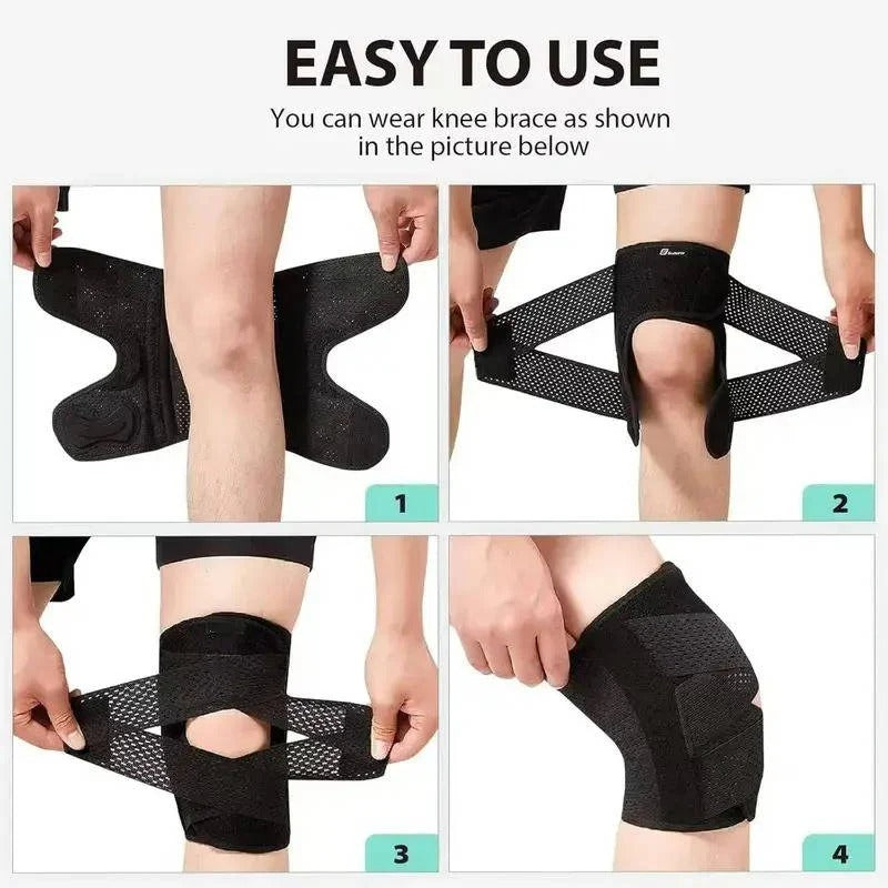 Adjustable Knee Support Brace with Side Stabilizers for Injury Recovery and Pain Relief