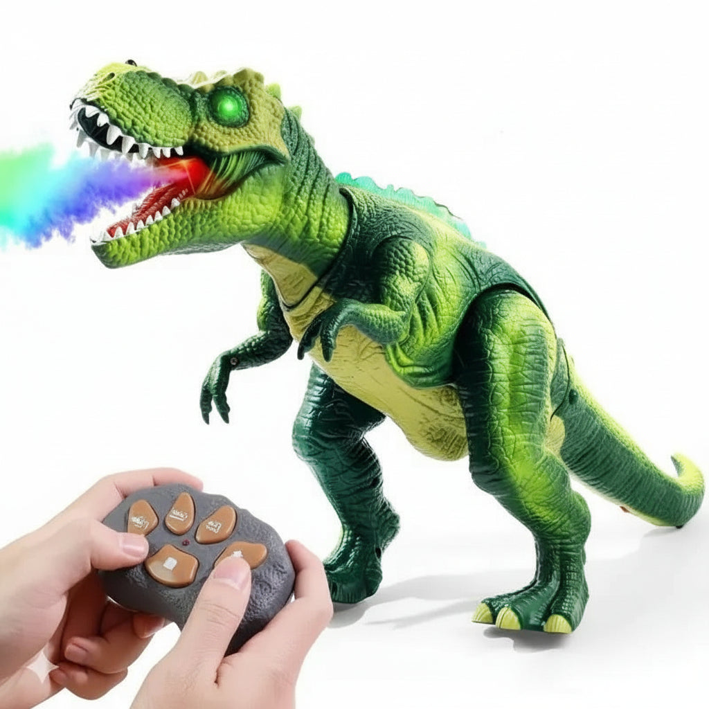 RC T-Rex Dinosaur Toy with Mist Spray, Roaring Sounds and LED Lights