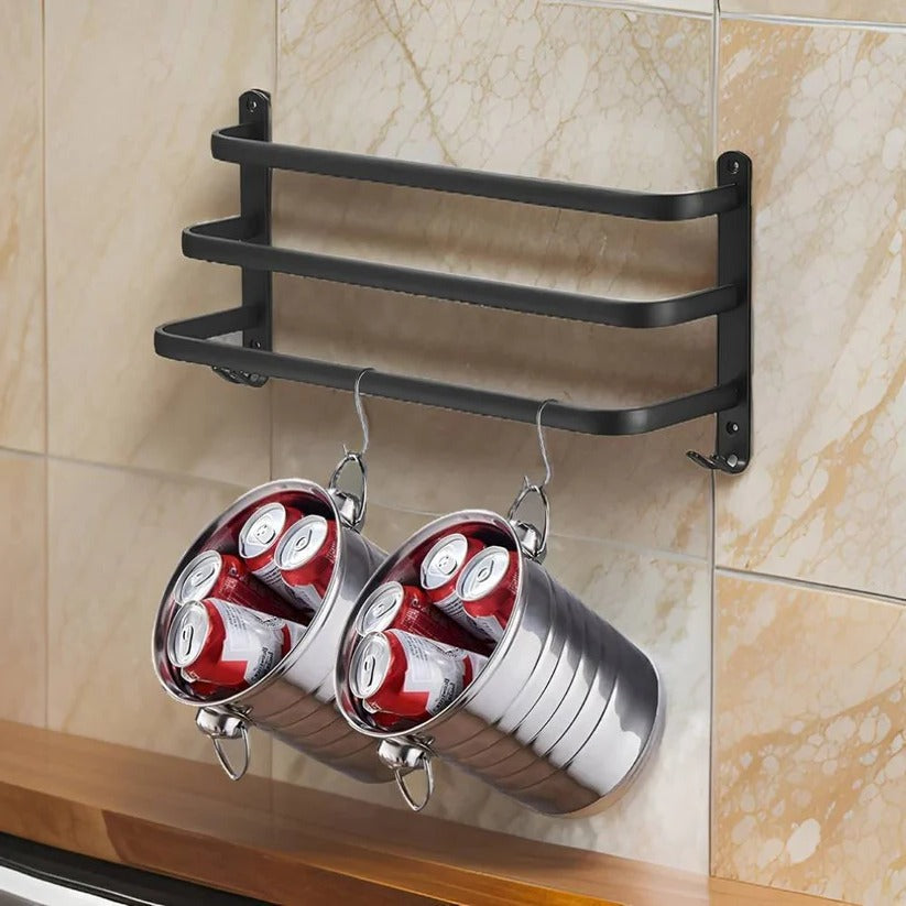 Layered Aluminum Wall Mounted Towel Rack for Bathroom Storage