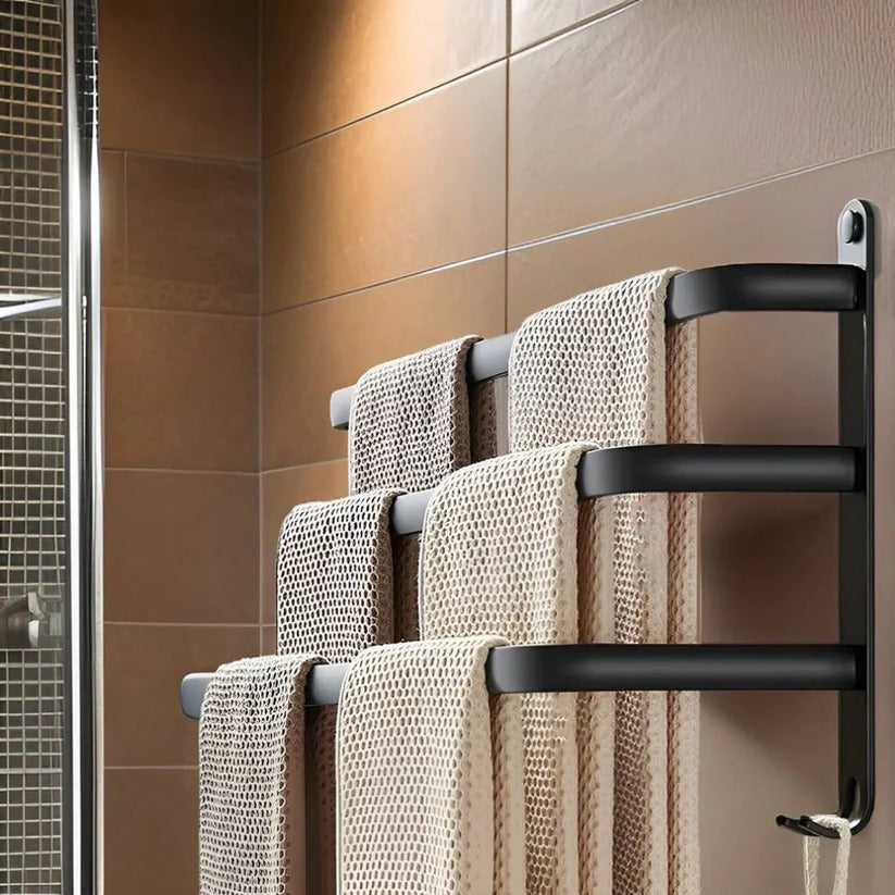 Layered Aluminum Wall Mounted Towel Rack for Bathroom Storage