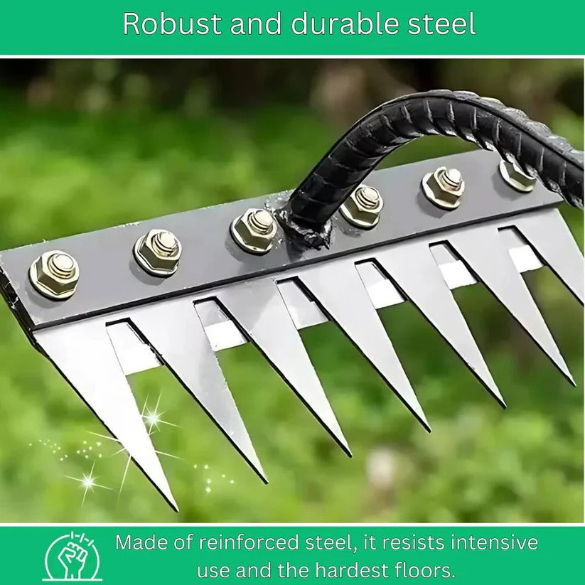 Durable Steel Garden Rake for Effective Weed Removal and Soil Control