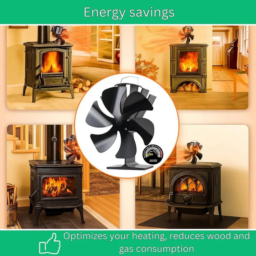 Silent Wood Stove Top Fan for Efficient Heat Distribution and Warm Air Circulation